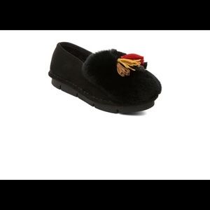 Tassel-accent Faux Fur Suede Loafers.